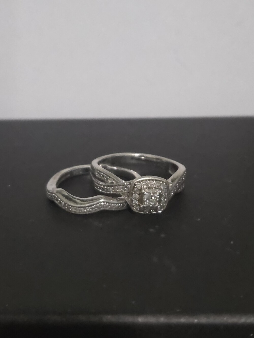 Sterling Silver Engagement Ring Set - Silver